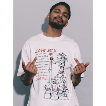 GRAF原創品牌Love Sick受情傷的繃帶長頸鹿復古純棉美式重磅短袖