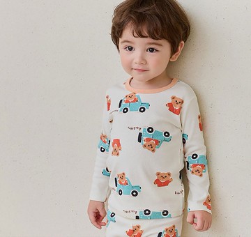 周末熊熊出遊-舒棉雲柔衣長袖韓國童裝-K52009