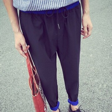 現貨+預購 哈倫褲 休閒長褲-百搭青少年撞色設計男褲子72ay21【獨家進口】【米蘭精品】