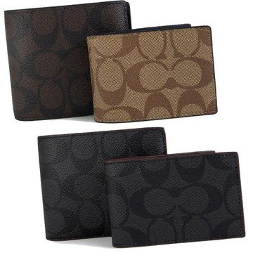 COACH  男款 8卡短夾黑紅LOGO/黑灰LOGO/咖黑LOGO(附活動證件夾)