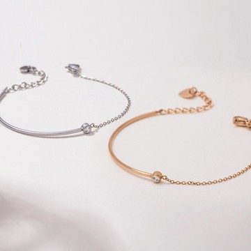 【MARIGOLD】[鈦鋼]自信女王單鑽手鍊-玫瑰金/銀