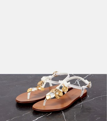 Dolce & Gabbana Embellished leather thong sandals