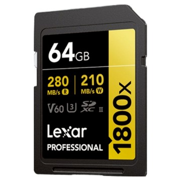 Lexar 雷克沙 Professional 1800x V60 SDXC UHS-II 記憶卡  64GB  讀取280MB/s  1個