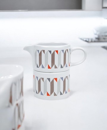 英國Rayware北歐時尚幾何彩色二合一疊放杯(茶杯/牛奶杯/糖杯)