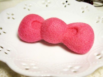 羊毛氈 啾啾髮夾-淺桃紅