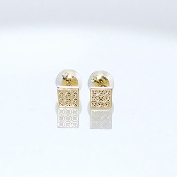 K18YG 雕刻式耳環 (十字・菱形)