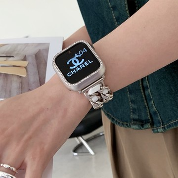 顯瘦小香風 不鏽鋼錶帶 適用於 Apple watch 11代 10代 9 8 7 6 5 4 3 42mm 46mm