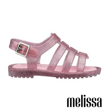 Melissa-果凍亮片平底羅馬涼鞋(幼童)-粉色