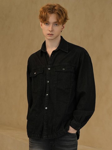 M237 DAMAGE DENIM SHRIT_BLACK