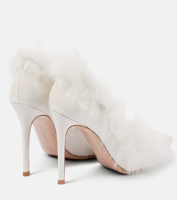 Gianvito Rossi Jenny shearling-trimmed patent leather pumps
