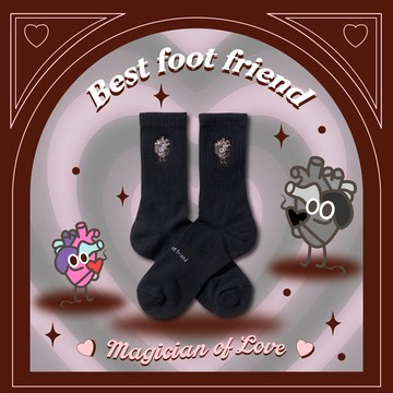 BEST FOOT FRIEND BF24002-BK MAGICIAN OF LOVE 愛情魔法師 BFF 中筒襪 / 小腿襪 (黑色)