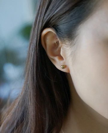 砰砰愛心耳環 抗過敏醫療鋼鍍金 可配戴洗澡