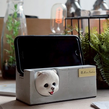 曙MUSE｜博美水泥名片架 原創設計 台灣製 禮物 創意 居家擺飾 手機架 辦公室 擴香石