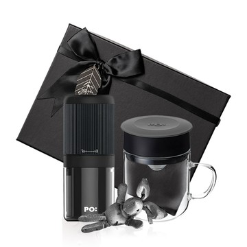 PO: 丹麥電動手沖咖啡二件禮盒組(電動磨豆機/玻璃杯240ml-共4色)
