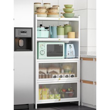 多功能家居收納置物架帶柜門防塵廚房微波爐電器碗碟鍋具儲物柜子