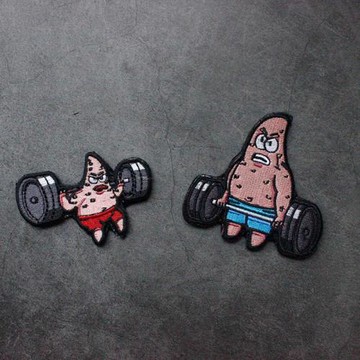 卡通人物派大星臂章刺繡魔術貼章戰術背心胸條包配件徽章包貼