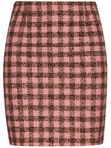 Oscar de la Renta - check-pattern tweed straight skirt - women - Wool/Polyester - 12 - Pink
