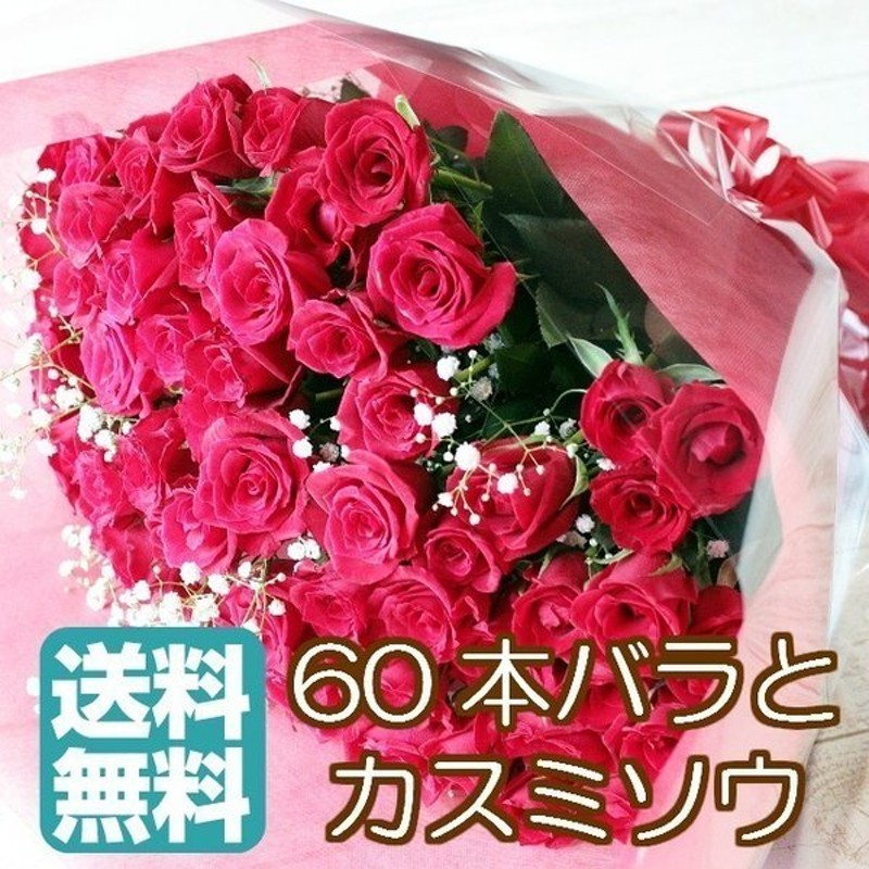 バラ 花束 赤 60本 花 誕生日 ギフト お祝い 結婚記念日 プレゼント お花 ブーケ 生花 ローズ 薔薇 大きい プロポーズ 女性 還暦 還暦祝い バラの花束 敬老の日 通販 Lineポイント最大0 5 Get Lineショッピング