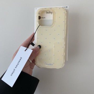 韓風米黃色波點菱形邊軟殼適用iPhone17手機殼蘋果16promax小眾15/14/13/12