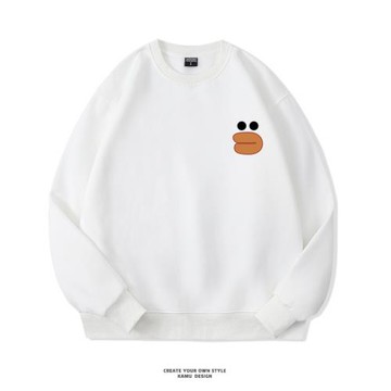 簡約圓領衛衣男無帽套頭潮牌加絨春秋款可愛鴨情侶潮流寬松打底衫