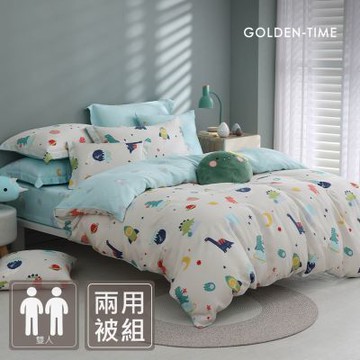 GOLDEN-TIME-60支300織紗萊賽爾纖維-天絲兩用被床包組(恐龍星球-雙人)