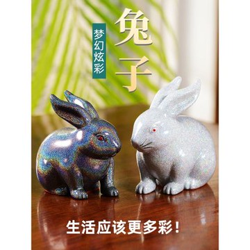 銅兔子十二生肖擺件吉祥物炫彩可愛創意客廳家居裝飾品生日禮品