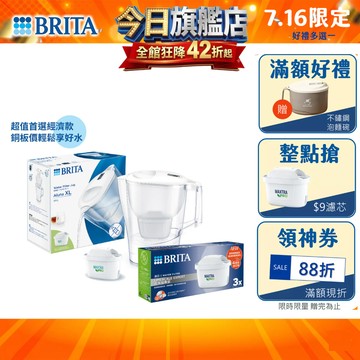 【BRITA官方】Aluna愛奴娜MXPRO濾水壺+3入MXPRO去水垢濾芯(共4芯)