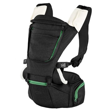 Chicco HIP SEAT輕量全方位坐墊機能嬰兒揹帶 適用0個月以上 三合一多功能設計  海盜黑  1個  新生兒-孩童尺寸