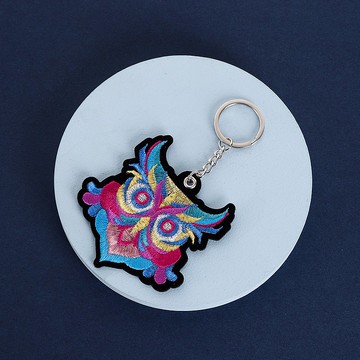 【刺繡鑰匙圈】貓頭鷹鑰匙圈 (金蔥)