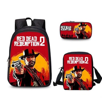 小學生動漫書包幼兒園雙肩包 荒野大鏢客卡通單肩包筆袋三件套包