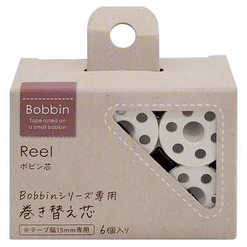 KOKUYO 國譽 Bobbin 紙膠帶分裝軸芯 6入組 適用膠帶寬度15mm  白色  1盒