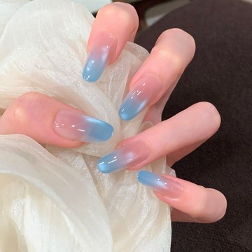 🔥熱銷爆款🔥韓系ins風海鹽漸變玻璃珠貓眼穿戴甲高階顯白氣質百搭美甲穿戴甲