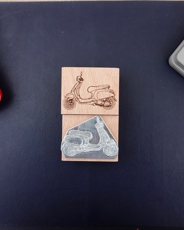 金屬印面櫸木印章-復古機車