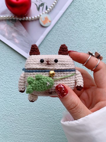 貓咪耳機套原創手工鉤織耳機套蘋果無線耳機AirPods Pro