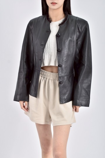 (S) bull dog質感毛毛領皮衣黑色外套