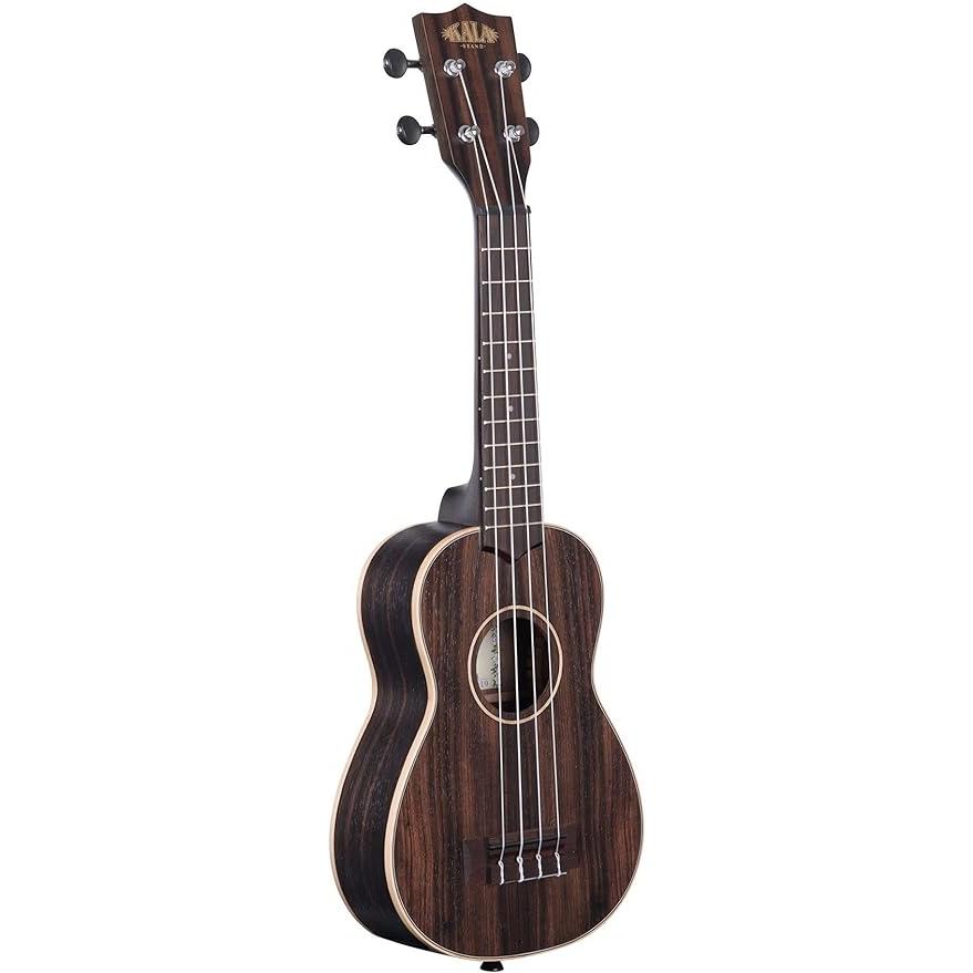 Kala KA-EBY-S Soprano Striped Ebony Satin Finish Ukulele w Gigbag Bundle