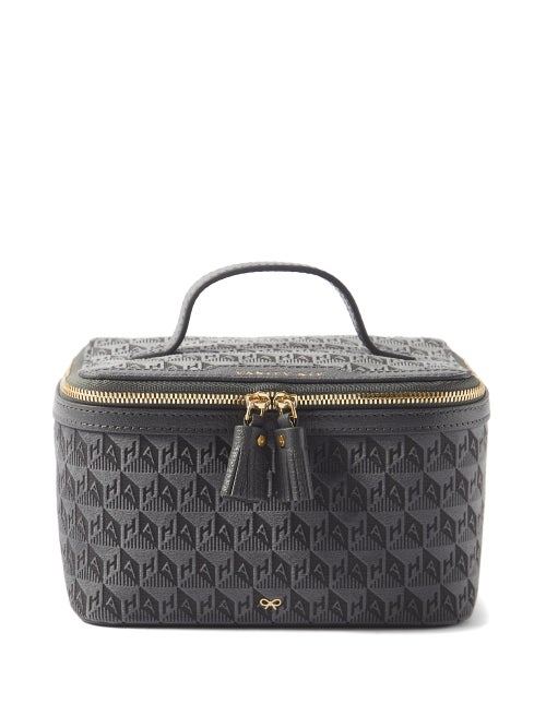 Anya Hindmarch - Monogram-jacquard Vanity Case - Womens - Dark Grey