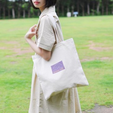 新品包圖案帆布包袋文藝小清新森系單肩斜跨女學生日韓紫貼標系列