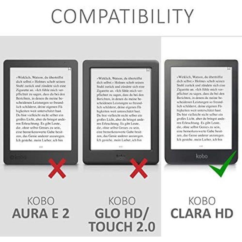 kwmobile カバー 対応: Kobo Clara HD ケース 電子書籍 バンド スタンド付き 保護ケース トープ 白色 ブルーグ