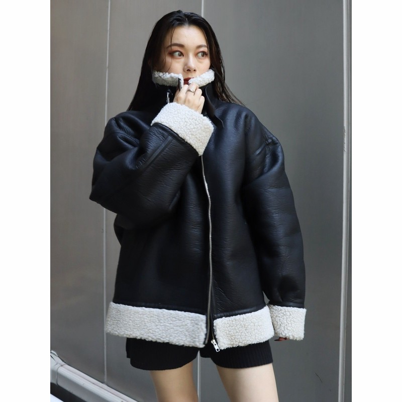 evris エヴリス リバーシブルボアフードブルゾン EVRIS ブルゾン アウター リバーシブルフェイクファーブルゾン