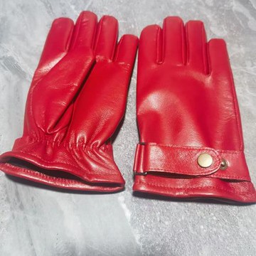 男士男款真皮酒紅色酷派新款加絨保暖皮手套開車時尚搭配