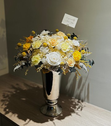 母親節花禮輕暖春光澄黃色系金合歡開幕永生花花禮大尺寸