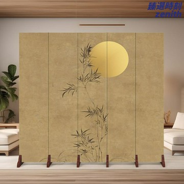 【國風可移動】中式屏風 隔斷屏風 摺疊屏風 客廳屏風 玄關屏風 酒店隔斷 辦公室隔斷 實木框架 布藝刺繡 多功能分區遮擋