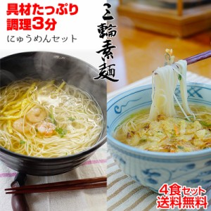 冷凍麺 冷凍惣菜 ご馳走にゅうめん 池利 三輪そうめん 冷凍食品 （具材付 冷凍麺）2種4食セット 送料無料（一部地域除く） 彩り和風、野