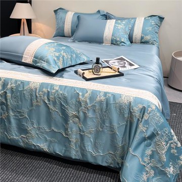 輕奢加厚浮雕全水洗棉四件套刺繡被套床單床笠款三件套床上用品新