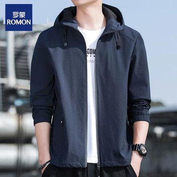 羅蒙男士外套春秋冬季休閑裝連帽衣服百搭ins潮流2023新款夾克男