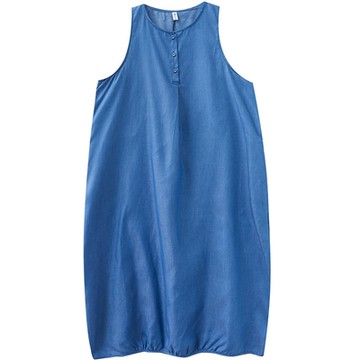 [米蘭精品] 連身裙牛仔洋裝-寬鬆薄款背心裙中長款女裙子2色74cs50