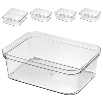 小麥購物 透明抽屜分類盒 C318 中號方盒 150g  透明色  6個