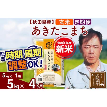 ふるさと納税 《定期便4ヶ月》＜新米＞秋田県産 あきたこまち 5kg(5kg小分け袋) 令和5年産 お届け時期選べる 隔月お届けOK お米 みそ.. 秋田県北秋田市