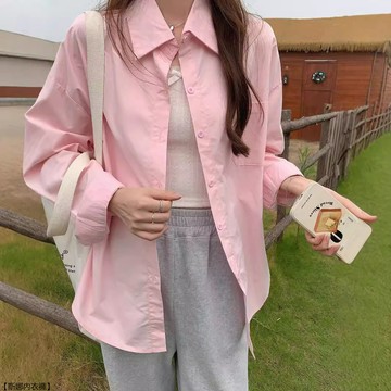夏季多巴胺元氣防曬衣女美式寬鬆慵懶風開衫外套春秋遮肉顯瘦襯衫